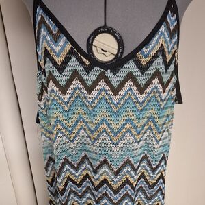 Blue Island Chevron Patterned Swim Cover Up Size XL